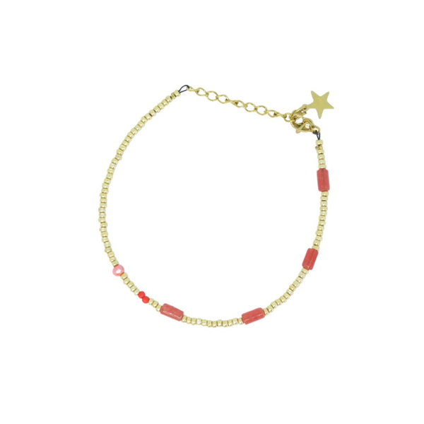 Armbandje Sun King coral red