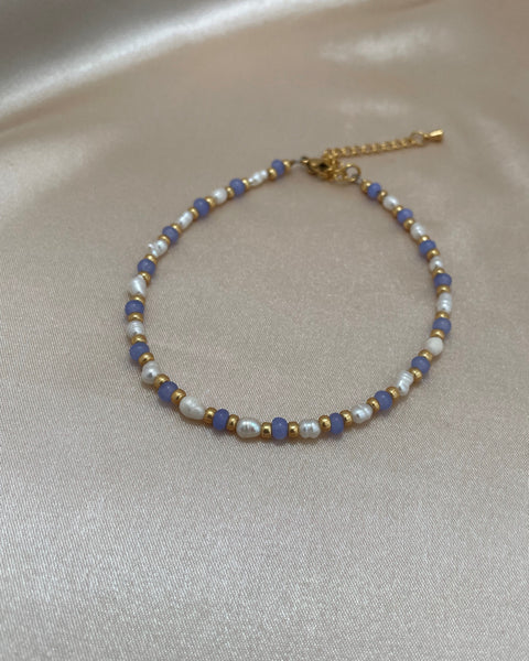 Enkelbandje pearl blue