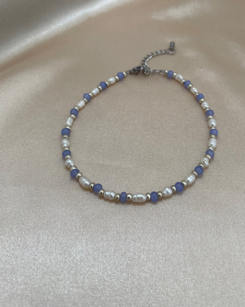 Enkelbandje pearl blue