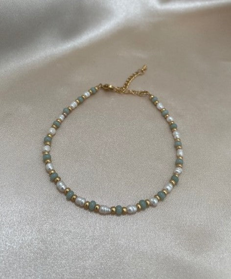 Enkelbandje pearl green