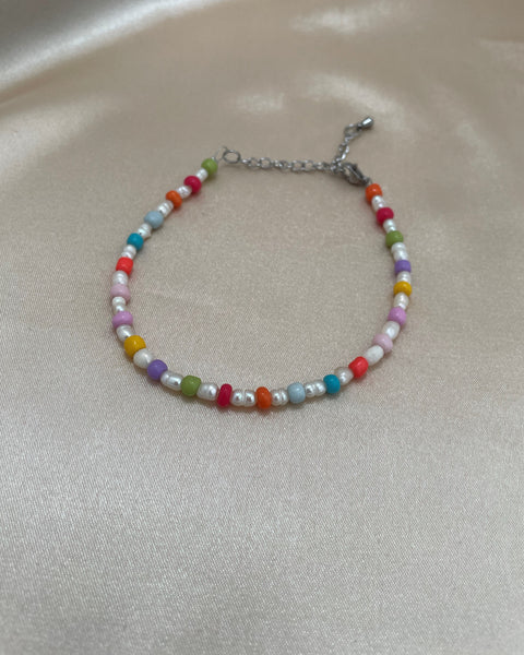 Enkelbandje pearl color