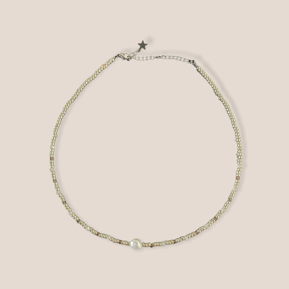 Ketting Minimalistic pearl zilver