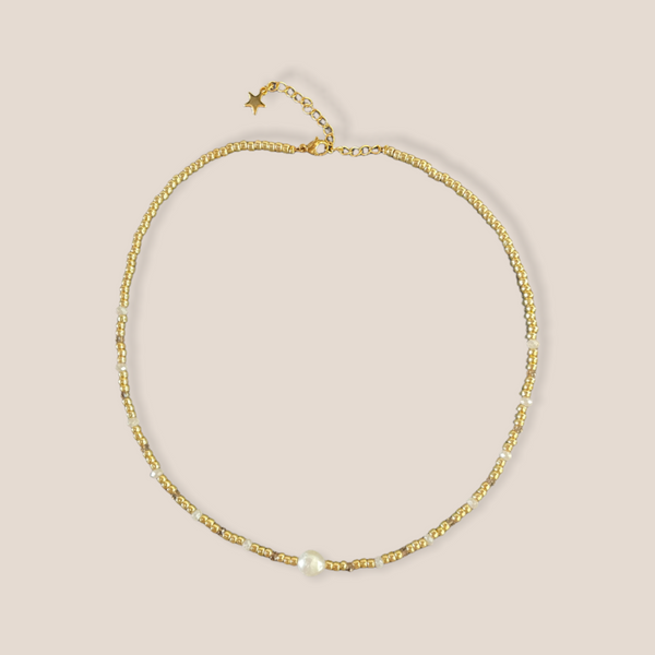 Ketting Minimalistic pearl zilver