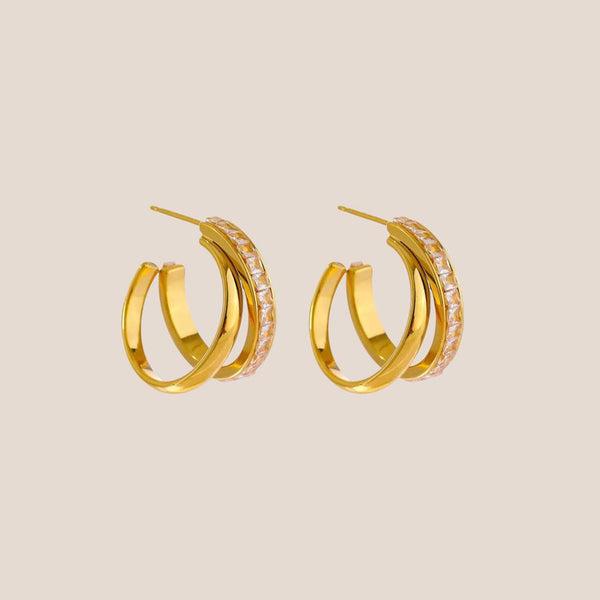 Oorbellen double ring zilver