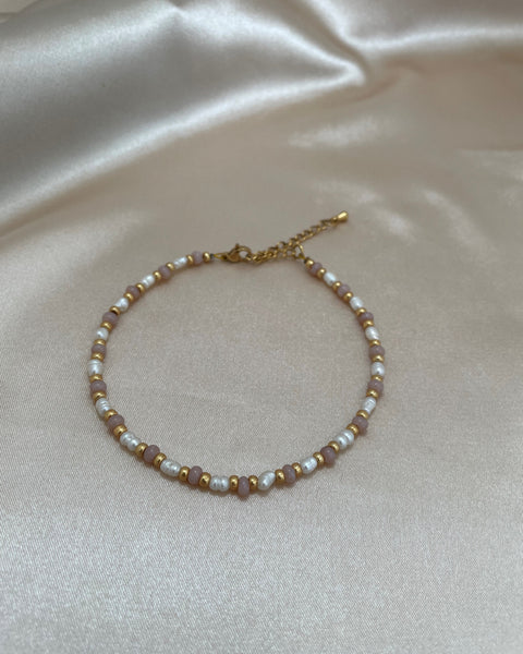 Enkelbandje pearl pink